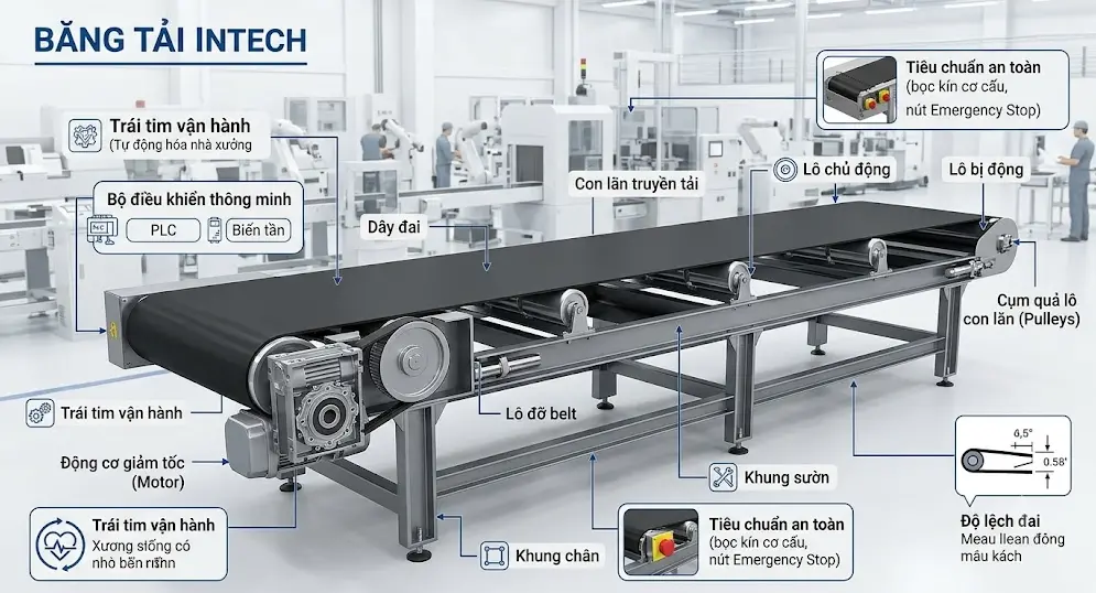 Cấu tạo băng tải công nghiệp