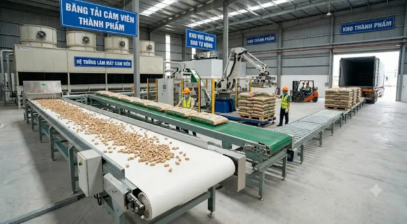 Băng tải thức ăn chăn nuôi là gì? Cấu tạo & 5 loại phổ biến