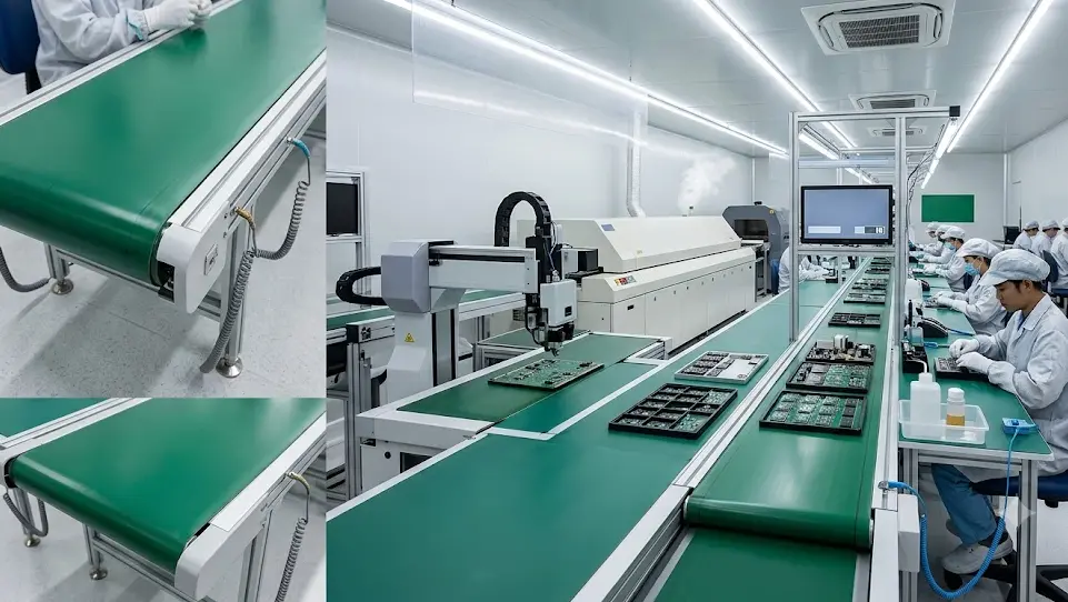 Giải pháp Băng tải PVC chống tĩnh điện trong lắp ráp điện tử