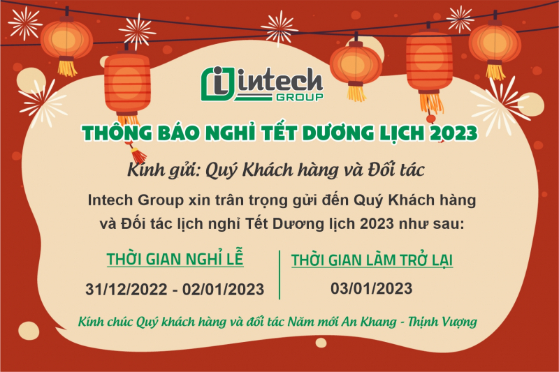 Intech Group thông báo lịch nghỉ tết dương lịch 2023