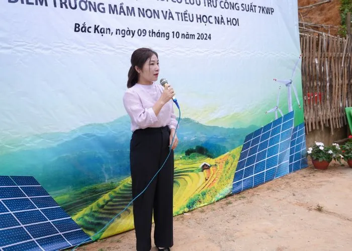 Bà Hoàng Thị Quý Hiệu trưởng trường Mầm non Bộc Bố chia sẻ