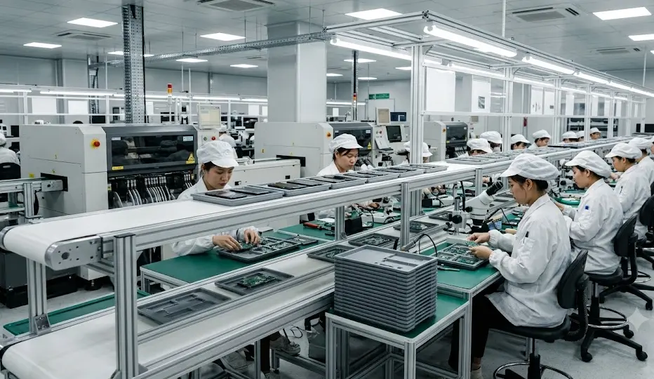 Băng tải nhiều tầng trong lắp ráp điện tử Băng tải nhiều tầng trong lắp ráp điện tử