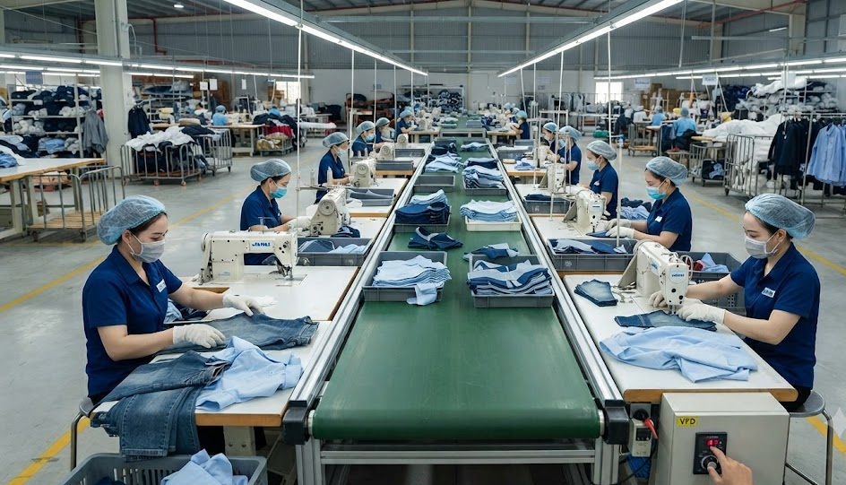 Băng tải PVC trong công đoạn may
