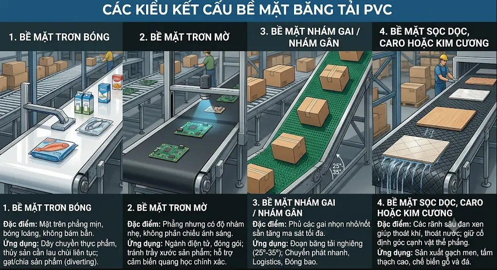 Các kiểu bề mặt dây PVC Các kiểu bề mặt dây PVC