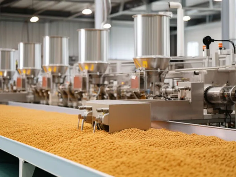 Machines in the industrial animal feed production process
