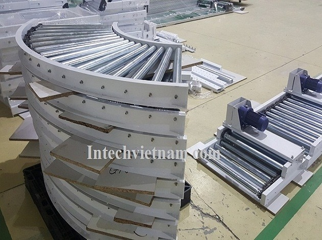 90 degree curved roller conveyor