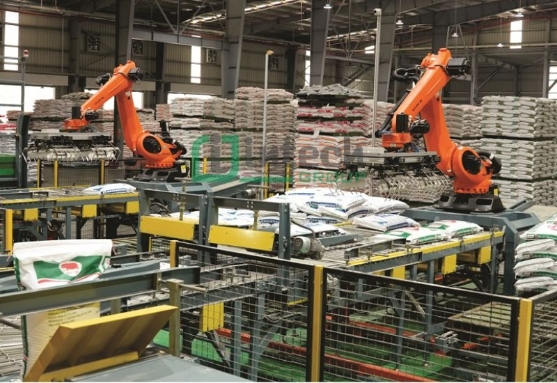 Roller Conveyor with Robot Picking and Unloading