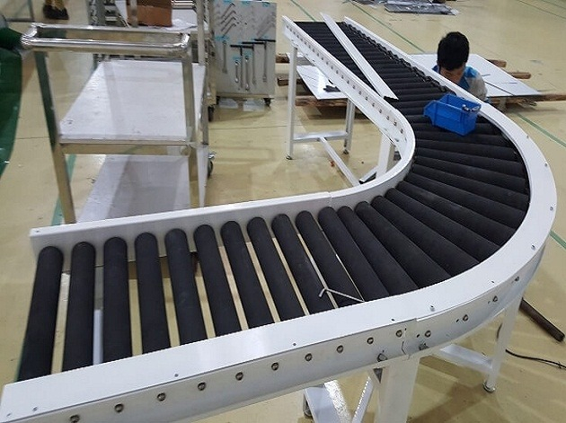Rubber coated steel roller conveyor